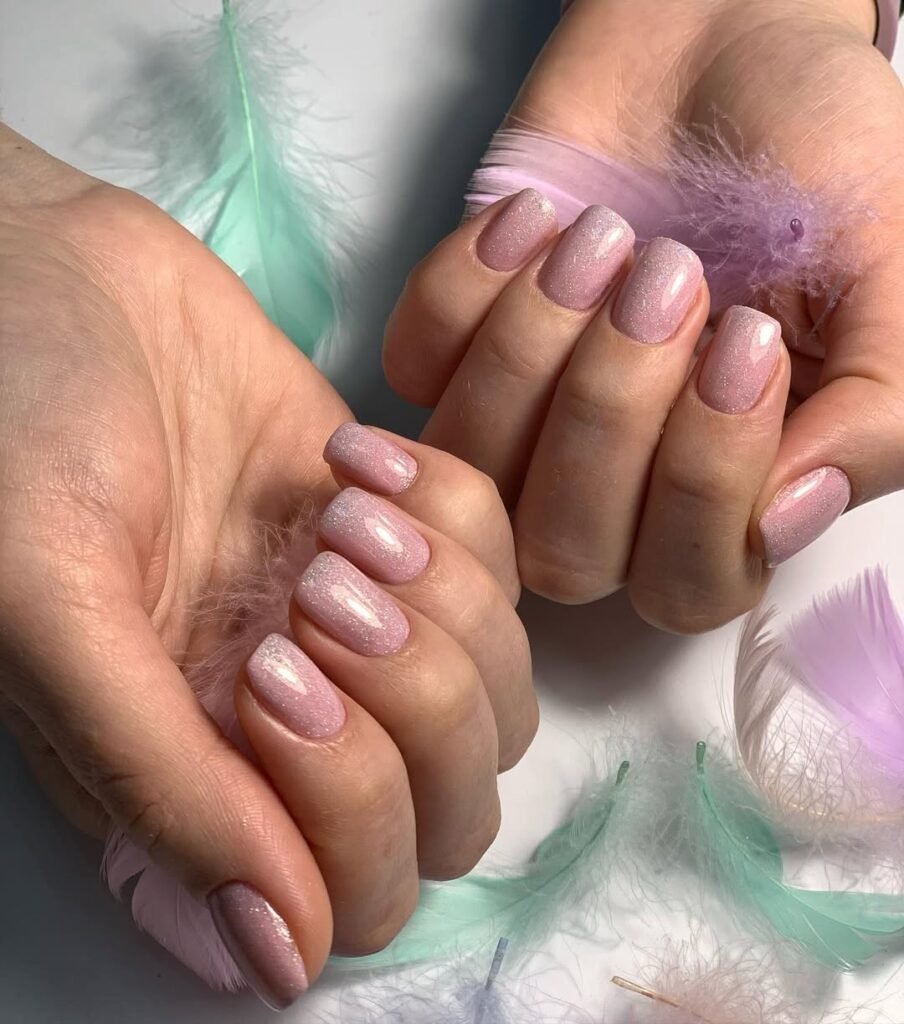 Yellow gel polish with accent Russian Nails dry manicure in Tampa, Florida.