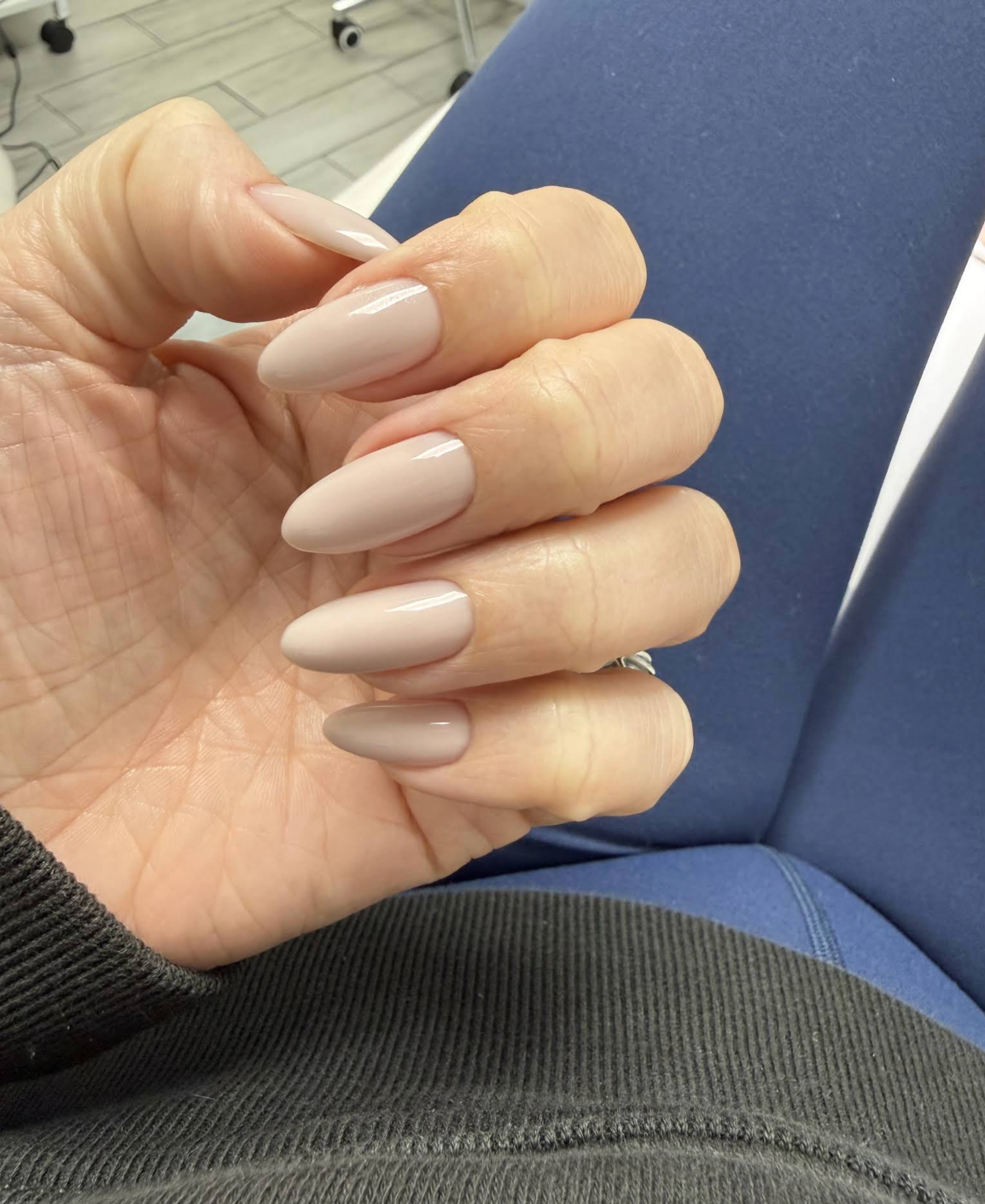 Builder gel Russian manicure with nude polish – Nail Boss Studio Tampa