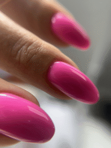 Close-up of a precise russian manicure near me done at a luxury salon in Tampa, Florida.