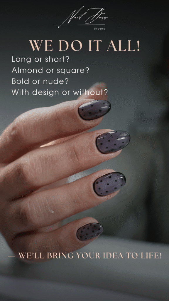 Close-up of elegant hand after russian manicure Tampa session at Nail Boss Studio.