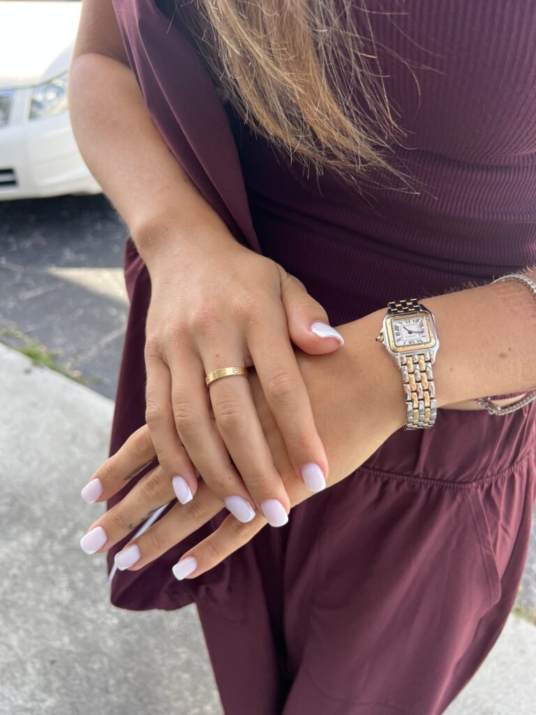 White soft manicure from a russian manicure specialist in Tampa, Florida.
