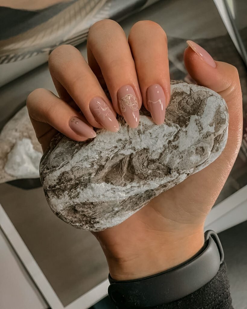 Elegant nude nails after russian manicure at Nail Boss Studio in Tampa, Florida.