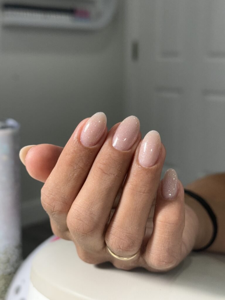 Natural nude nails after russian manicure at Nail Boss Studio in Tampa, Florida.