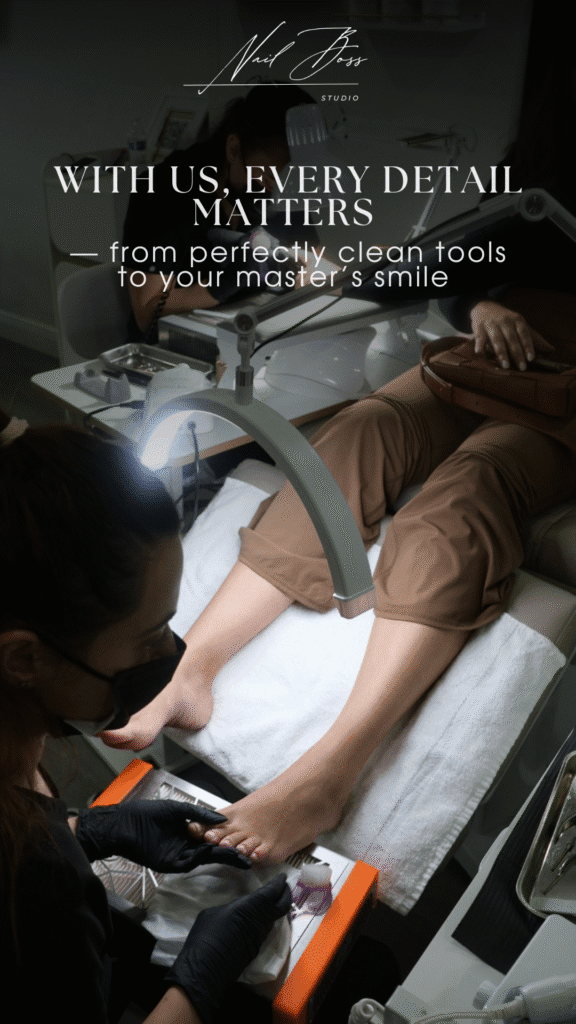 Professional russian pedicure in Tampa, Florida, at Nail Boss Studio.