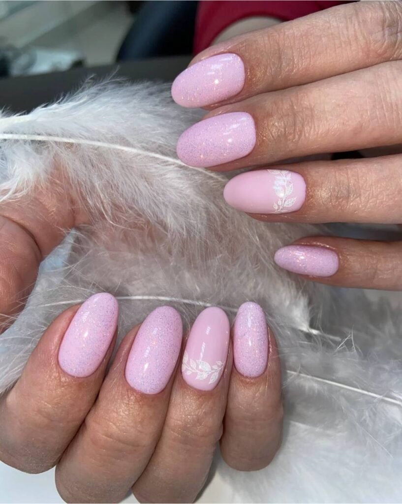 Builder gel manicure near me with soft pink nails performed in Tampa, Florida.