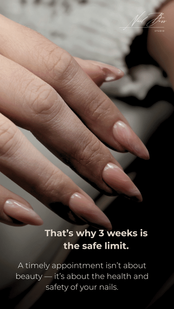 Close-up of natural hands showcasing a soft builder gel manicure near me look in Tampa.