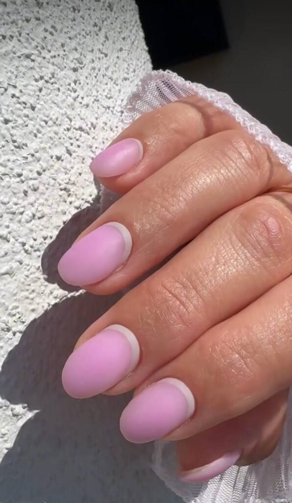 Builder gel manicure with soft pink finish on natural nails in Tampa Florida