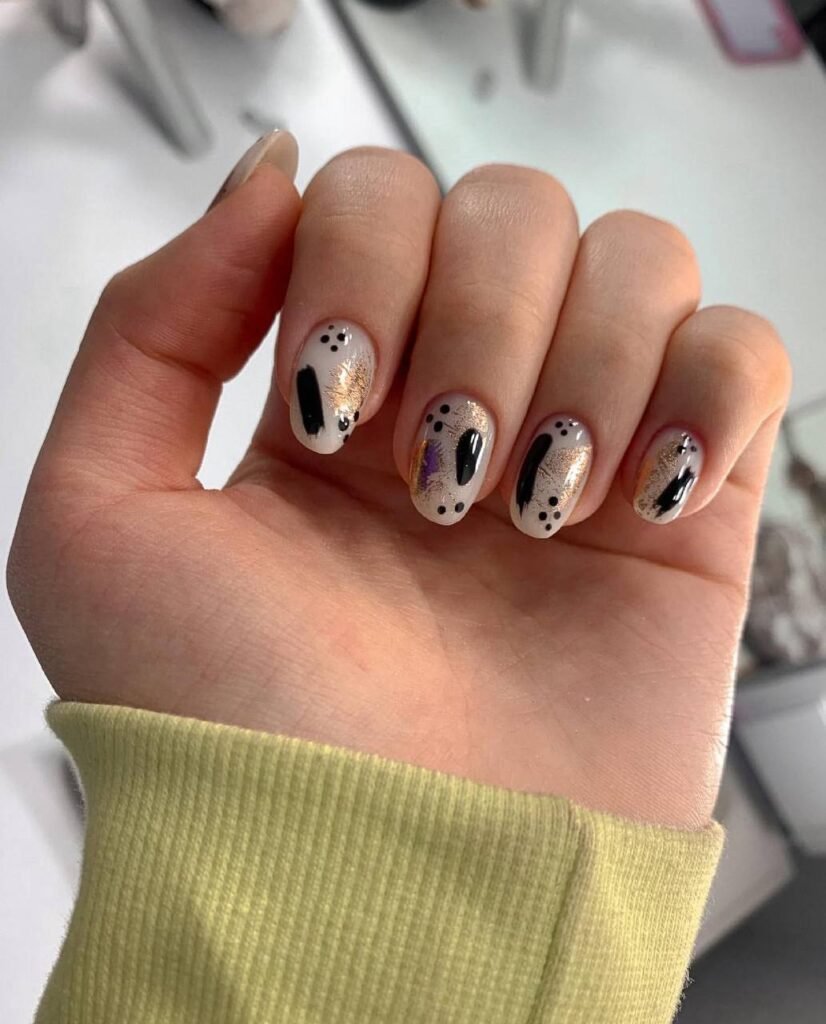 Builder gel manicure with artistic design in Tampa, Florida at Nail Boss Studio