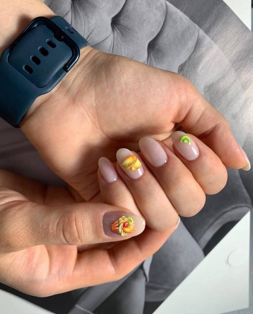 Builder gel Tampa manicure with clean cuticles and detailed nail art in Tampa, Florida