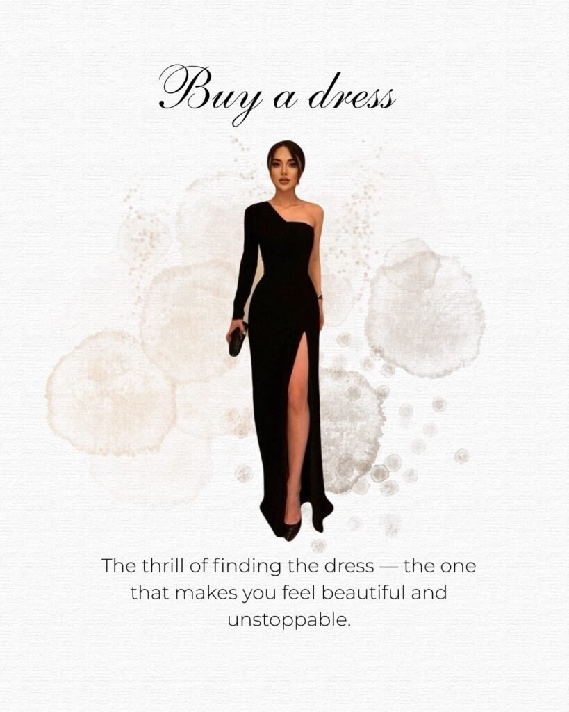 A woman in an elegant black evening dress, styled for a dry manicure look in Tampa.