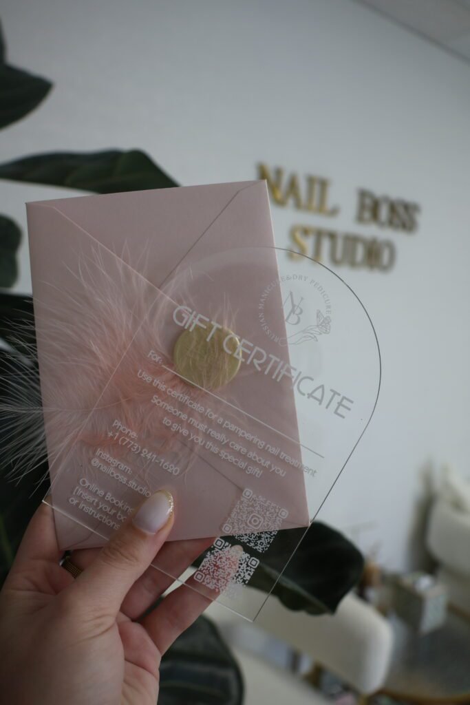 Gift certificate for dry manicure at Nail Boss Studio in Tampa, Florida.