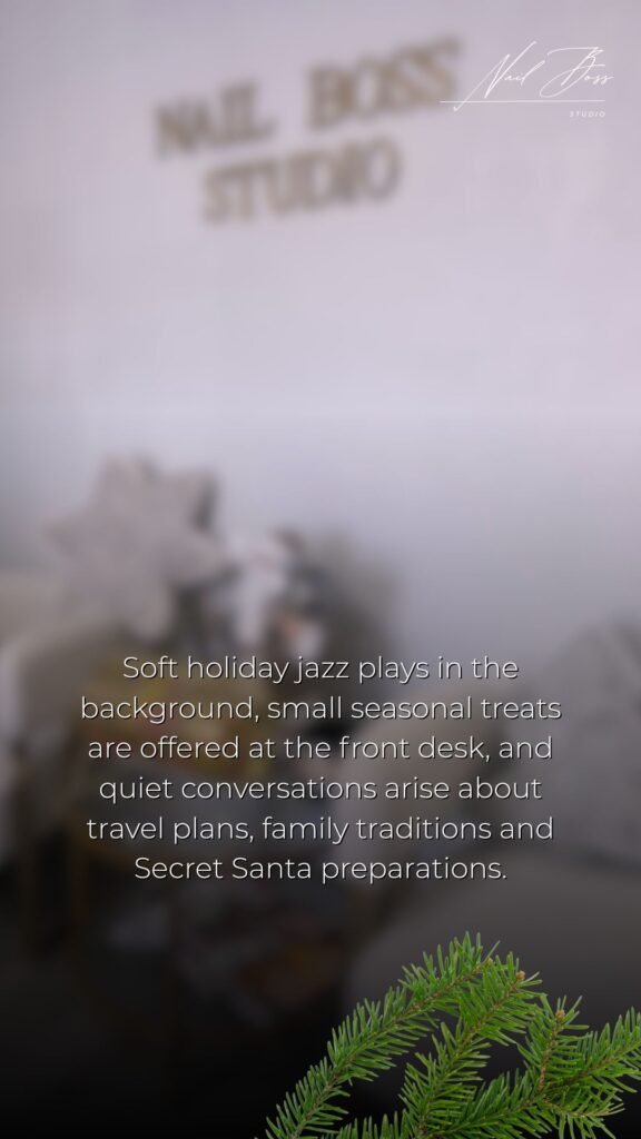 Dry manicure service at Nail Boss Studio Tampa during the holiday season in Tampa, Florida.