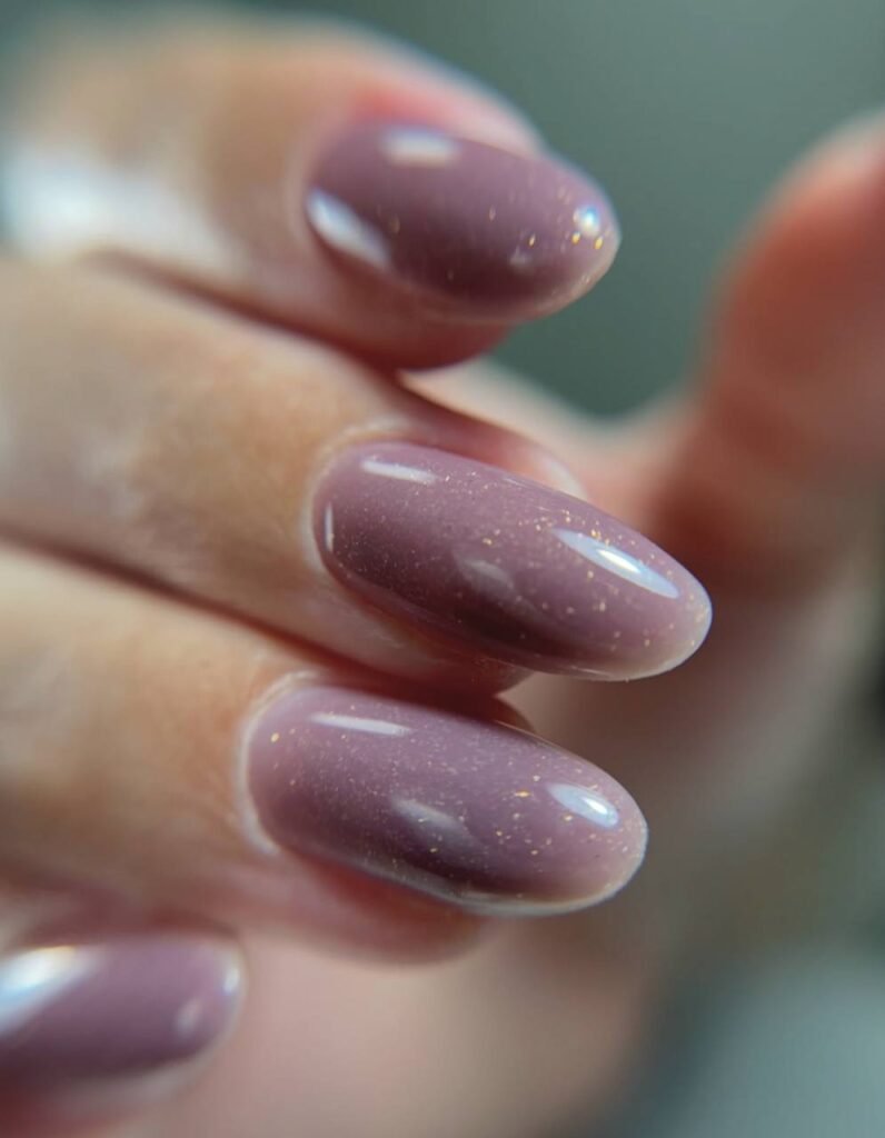 Dry manicure with natural glossy nails performed in Tampa, Florida.