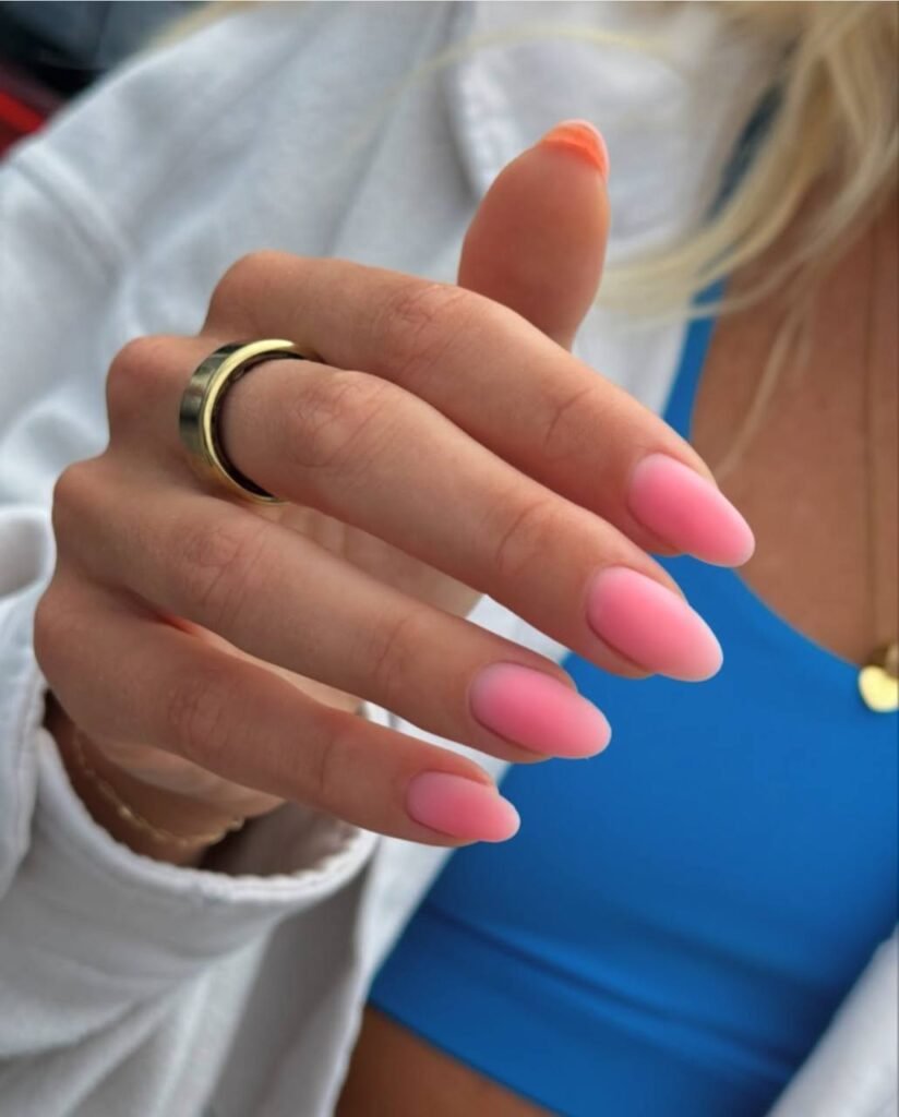 Russian manicure near me pink nail design created in Tampa, Florida.