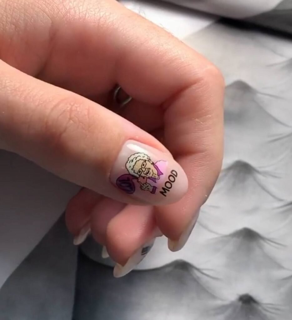 Close-up of detailed nail art created at a russian manicure salon in Tampa, Florida