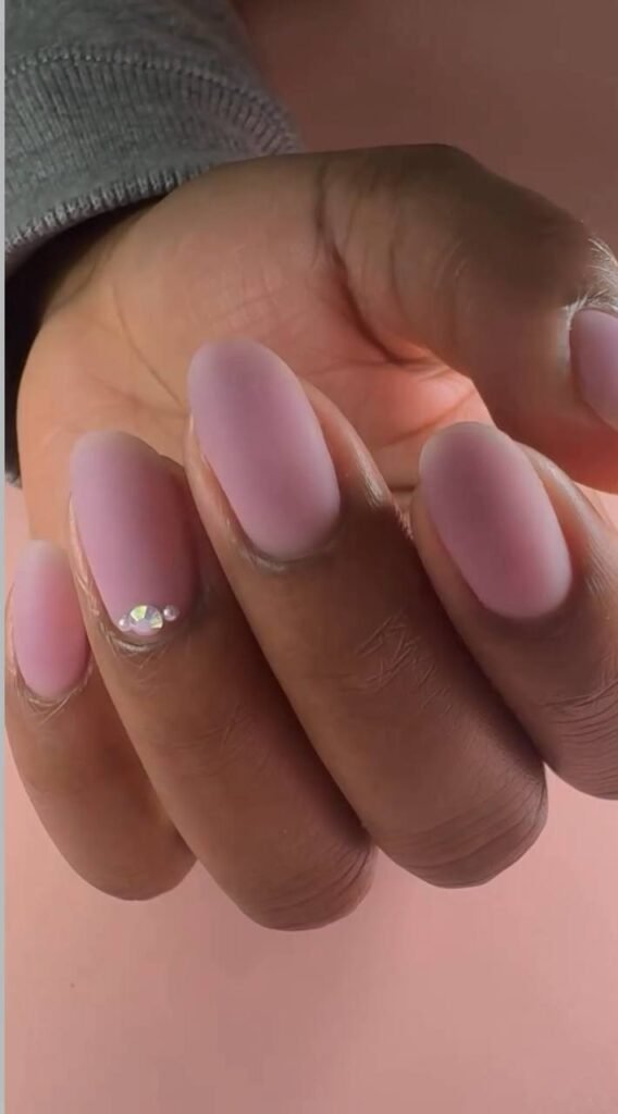 Russian manicures near me in Tampa with soft pink builder gel finish