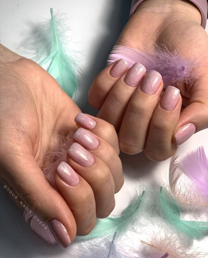 Soft pink russian manicures near me on natural nails in Tampa, Florida