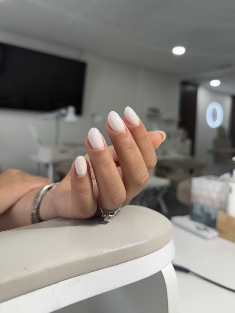 Soft natural nails after russian manicures Tampa in a bright Tampa studio.