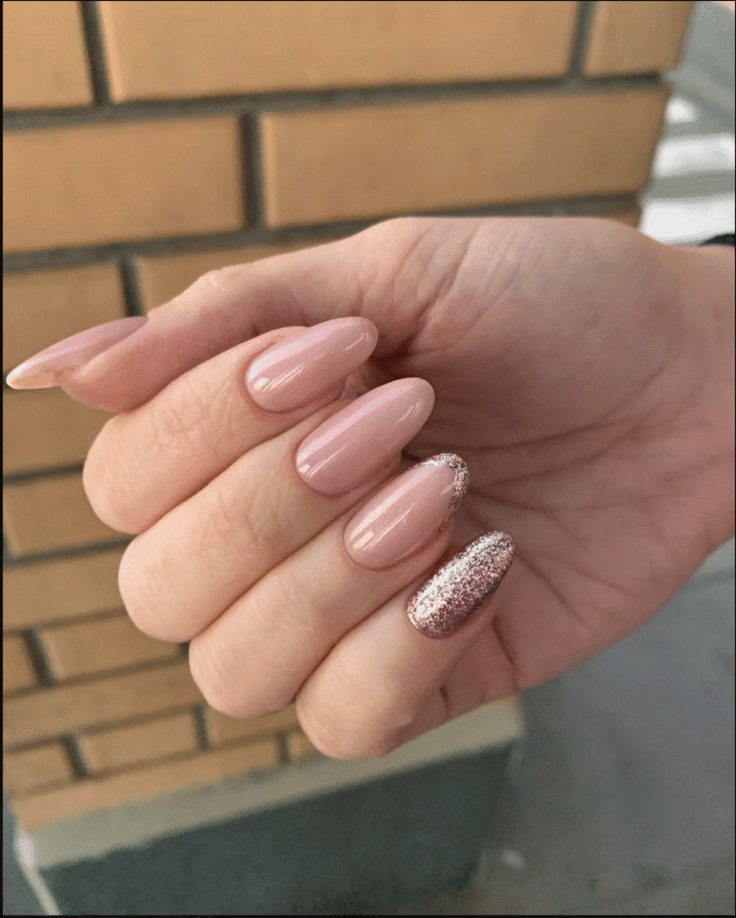 Russian nail salon in Tampa showing builder gel manicure near me with strong, structured nails.