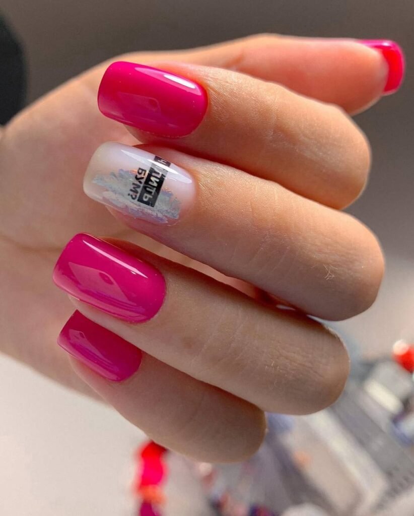 russian nail salon near me with bright pink manicure in Tampa Florida