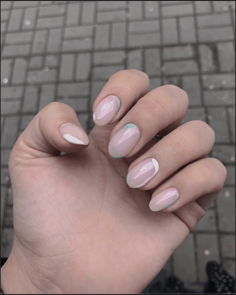 Soft minimalist wedding nails with gentle lines created at a russian nail salon near me in Tampa.