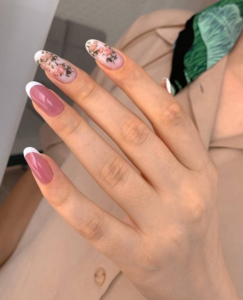 russian nails tampa with elegant floral manicure design in Tampa Florida
