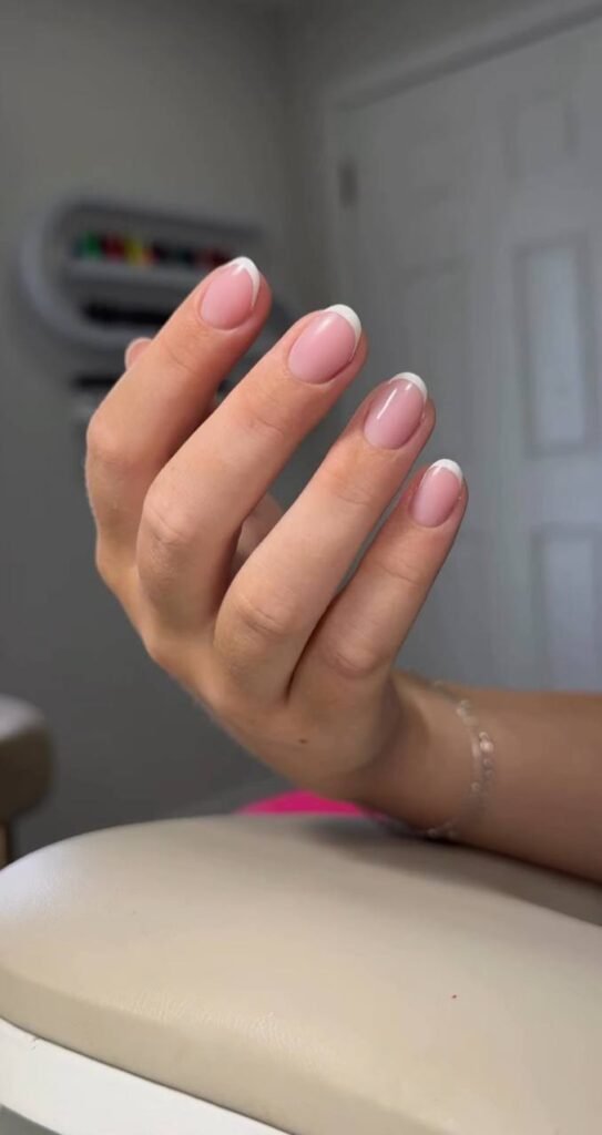 Builder gel manicure Tampa with clean French design at Nail Boss Studio in Tampa, Florida