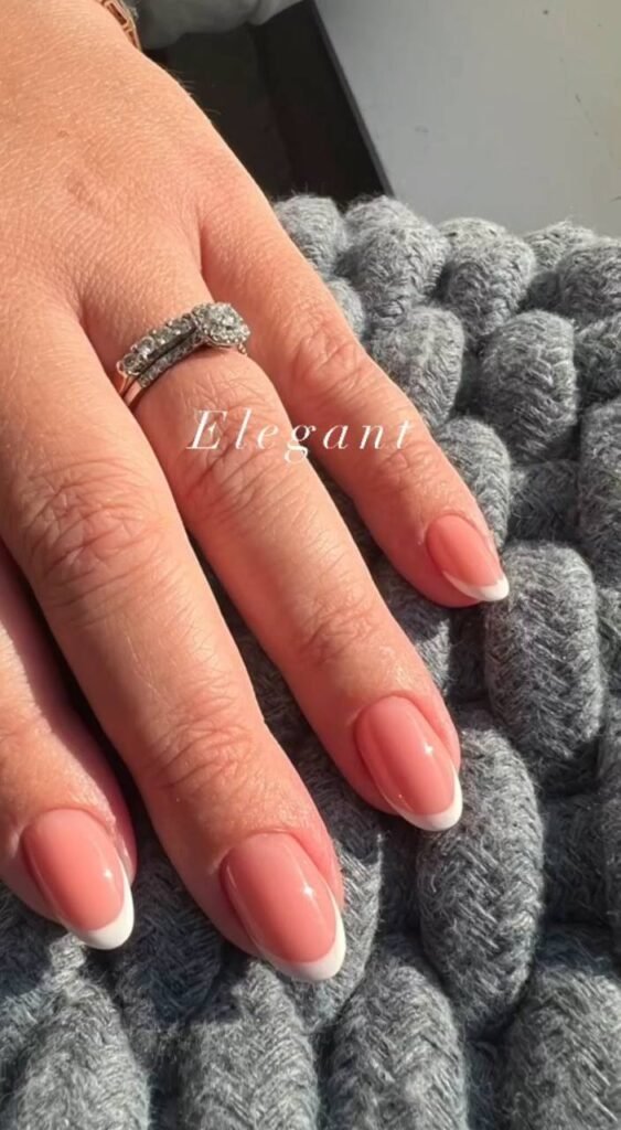Elegant dry manicure in Tampa Florida with natural shape and clean cuticles at Nail Boss Studio
