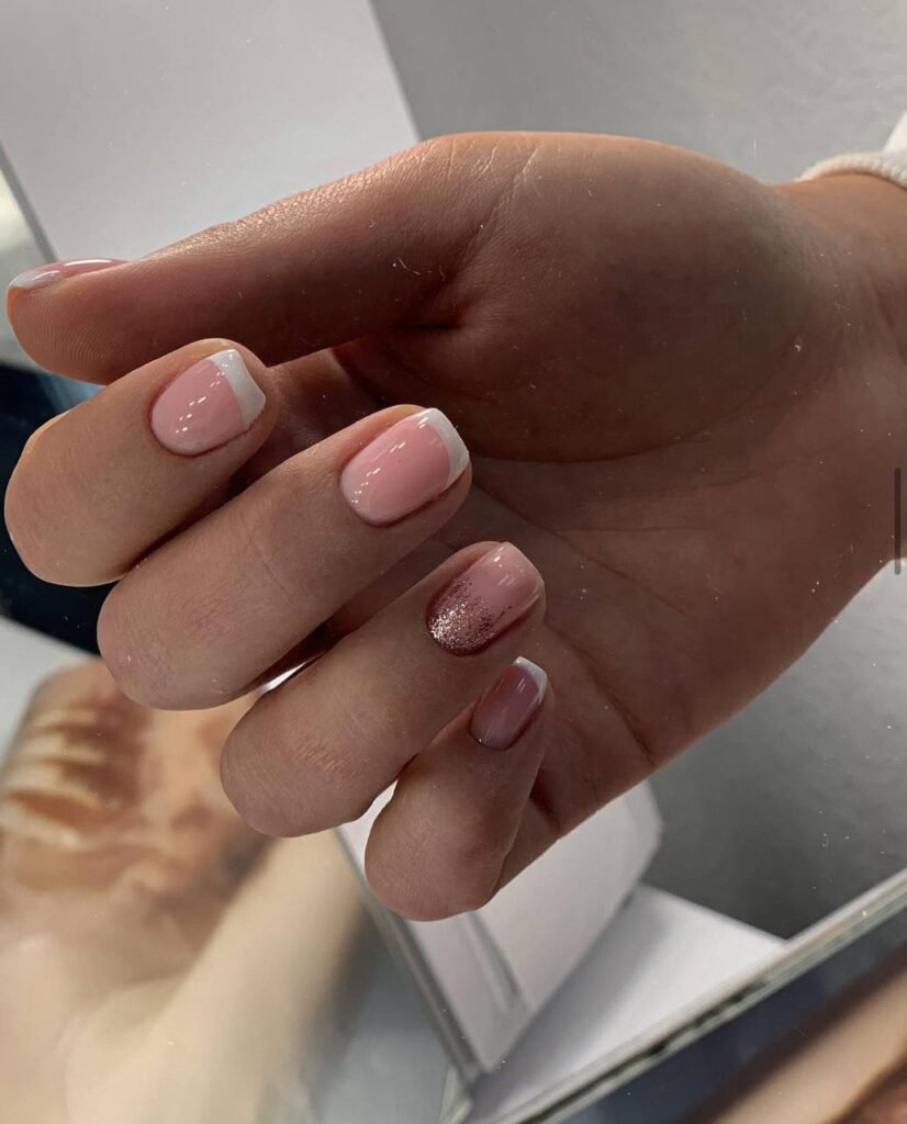 Elegant european manicure near me in Tampa with soft pink builder gel finish