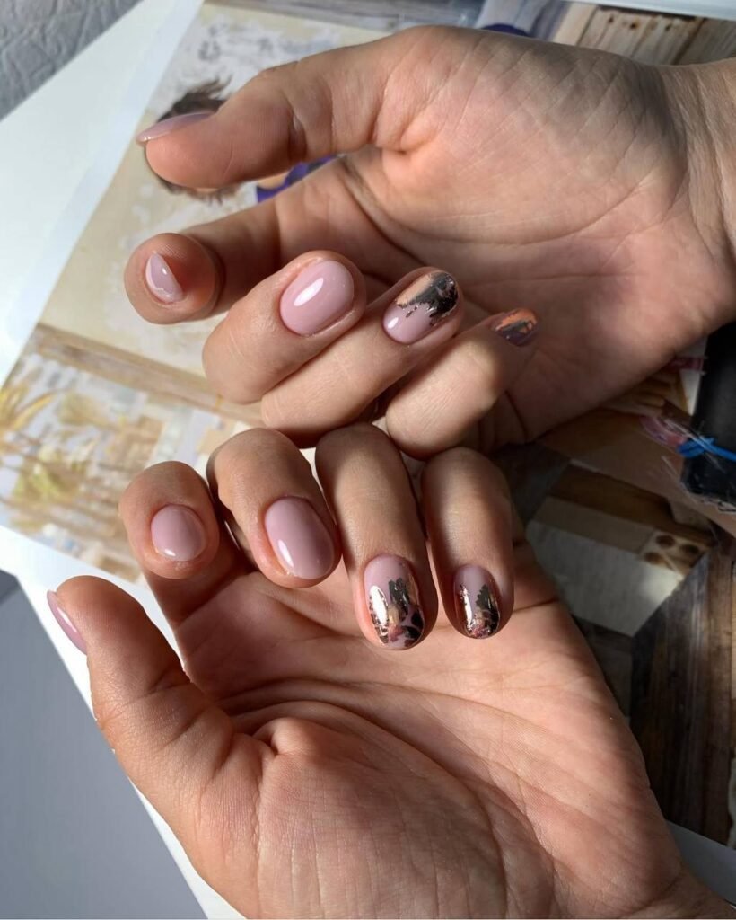 Hard gel russian manicure with soft pink design in Tampa, Florida at Nail Boss Studio