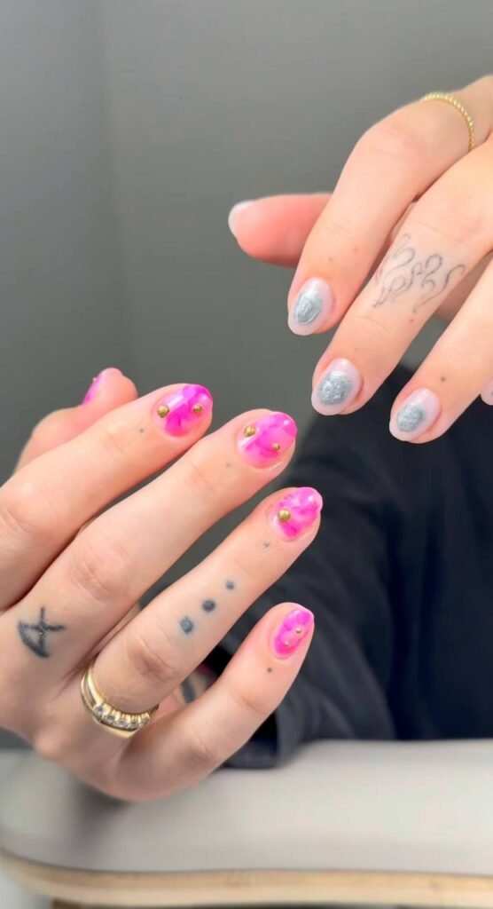 Detailed russian manicure near me in Tampa with clean cuticles and soft pink design