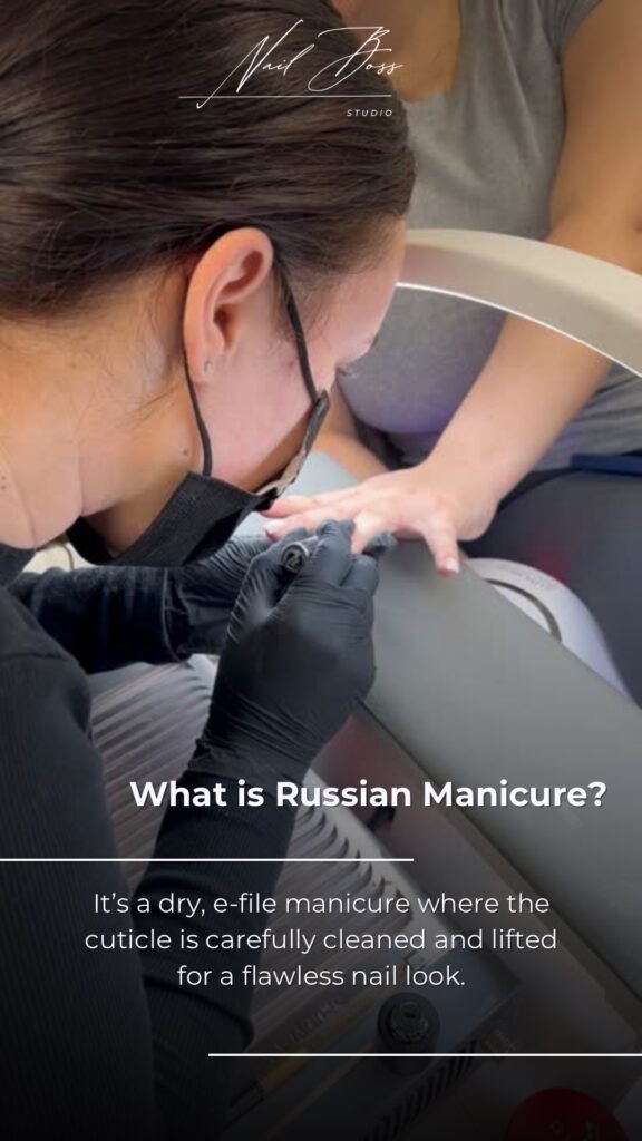 Professional russian manicure Tampa performed with dry e-file technique at Nail Boss Studio