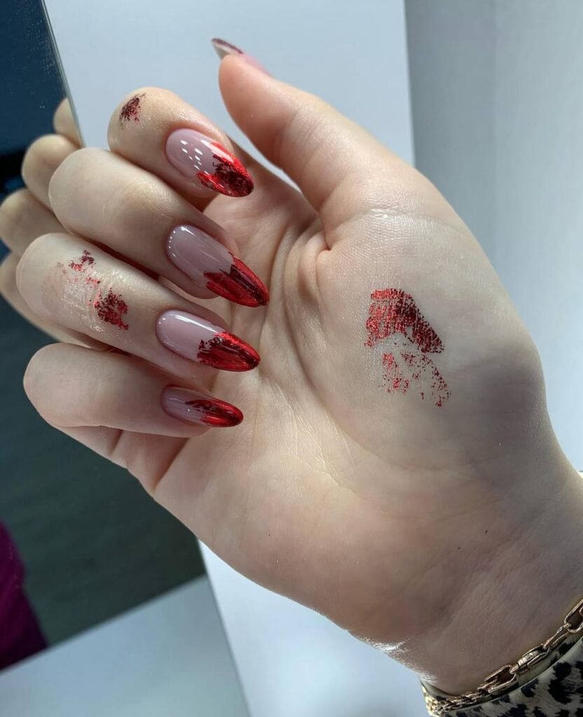 Detailed russian manicure with structured shape and clean cuticles in Tampa, Florida.