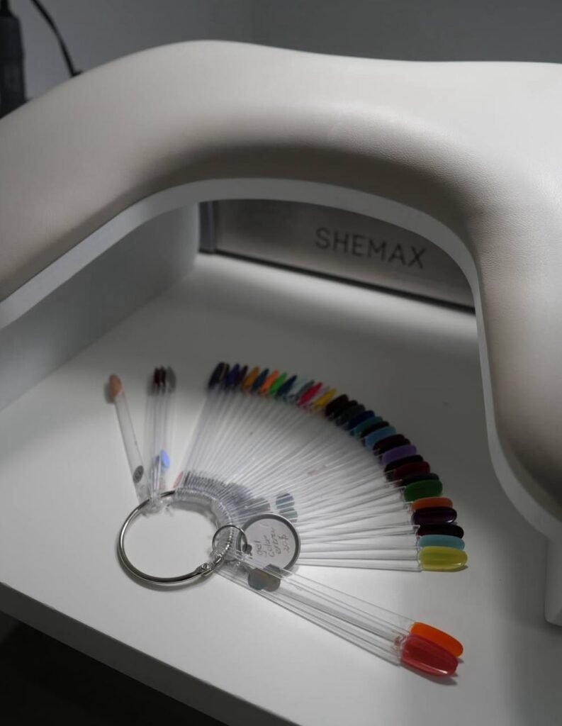 Professional manicure tools displayed inside a russian nail salon near me in Tampa, Florida.