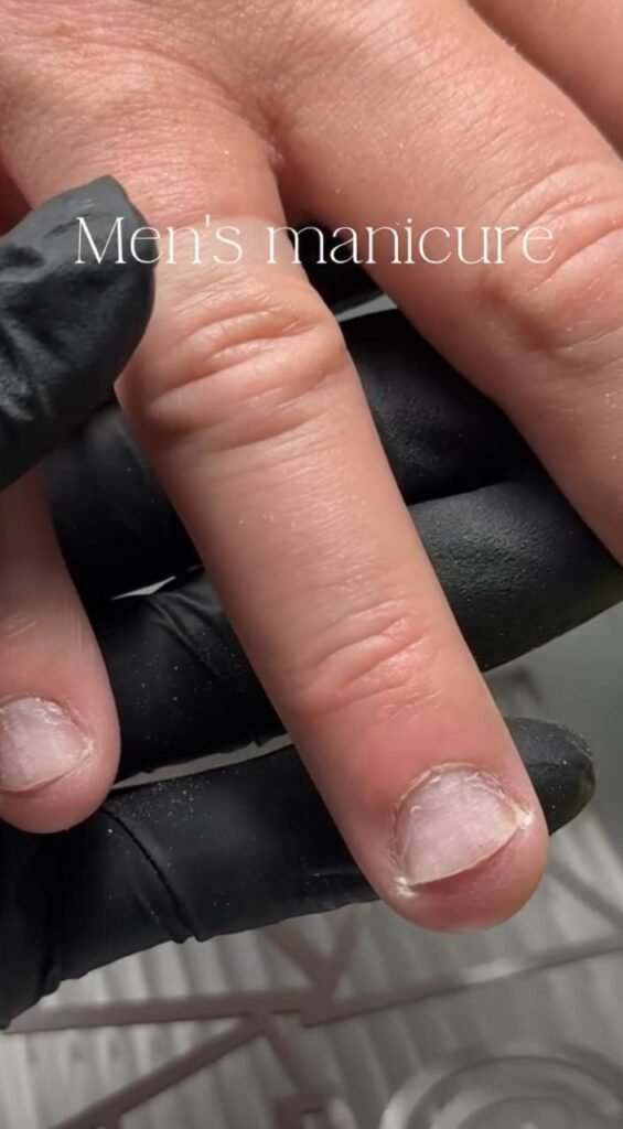 Professional russian nails for man performed in Tampa, Florida at Nail Boss Studio with clean natural finish