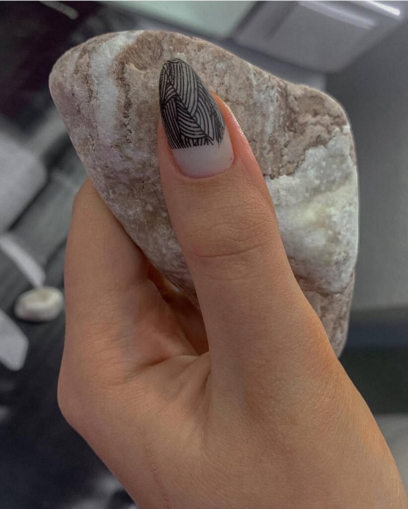 Minimalist russian nails design with precise lines in Tampa, Florida nail studio