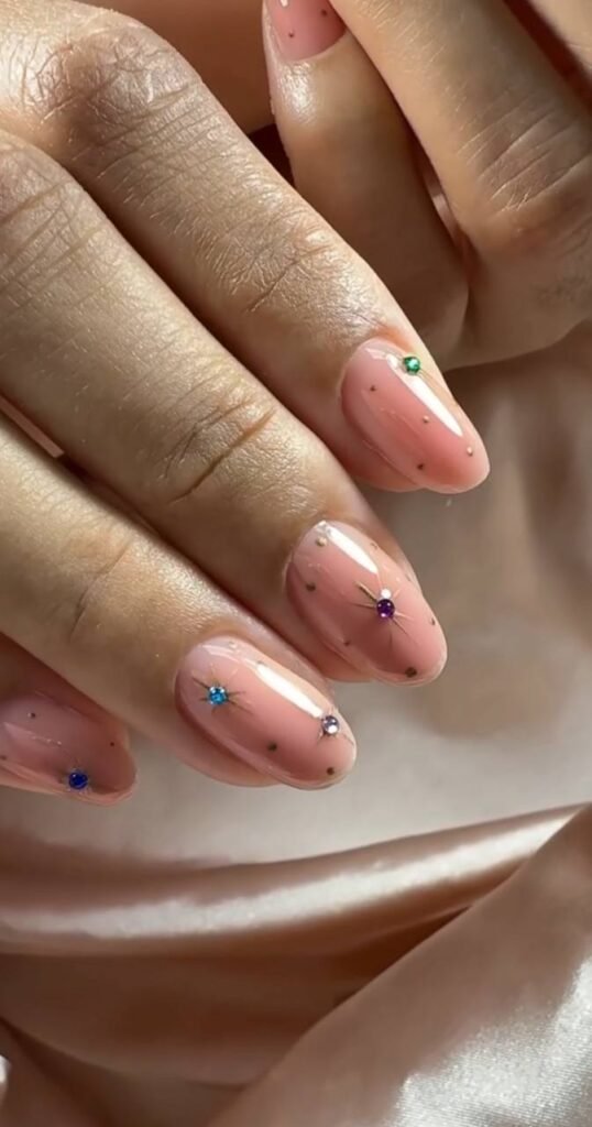 Natural dry manicure with delicate design showcasing russian nails tampa in a Tampa studio