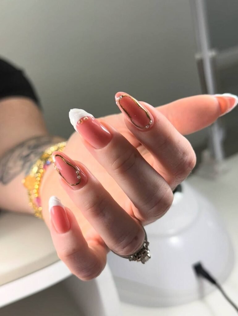 Russian nails dry manicure with elegant design in Tampa Florida nail studio