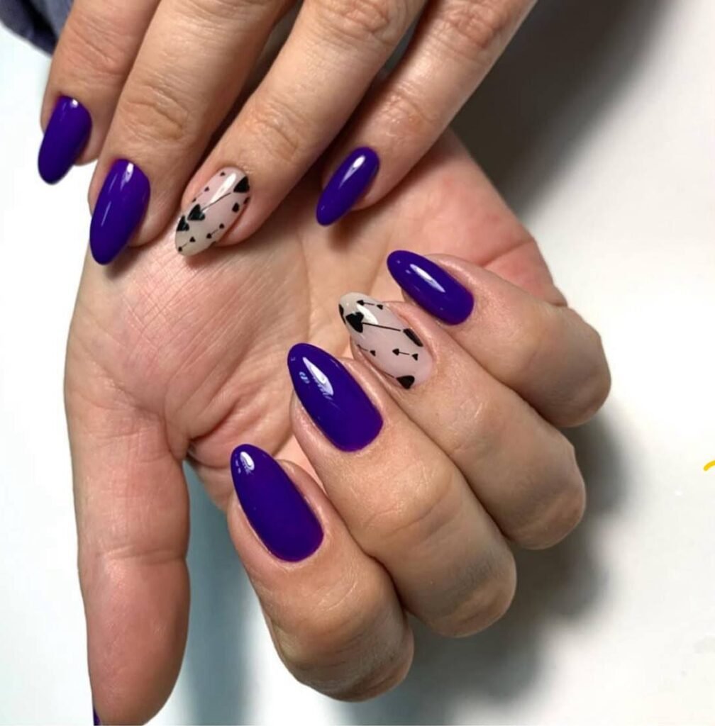 Elegant russian nails with deep purple gel and minimal design in Tampa, Florida