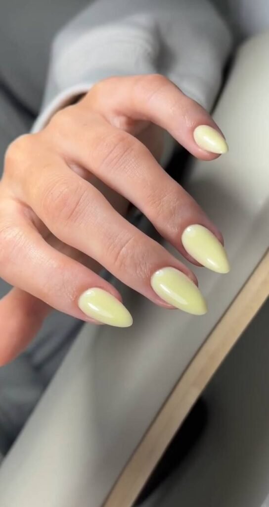 Soft almond-shaped russian nails tampa with clean dry manicure finish in Florida studio.