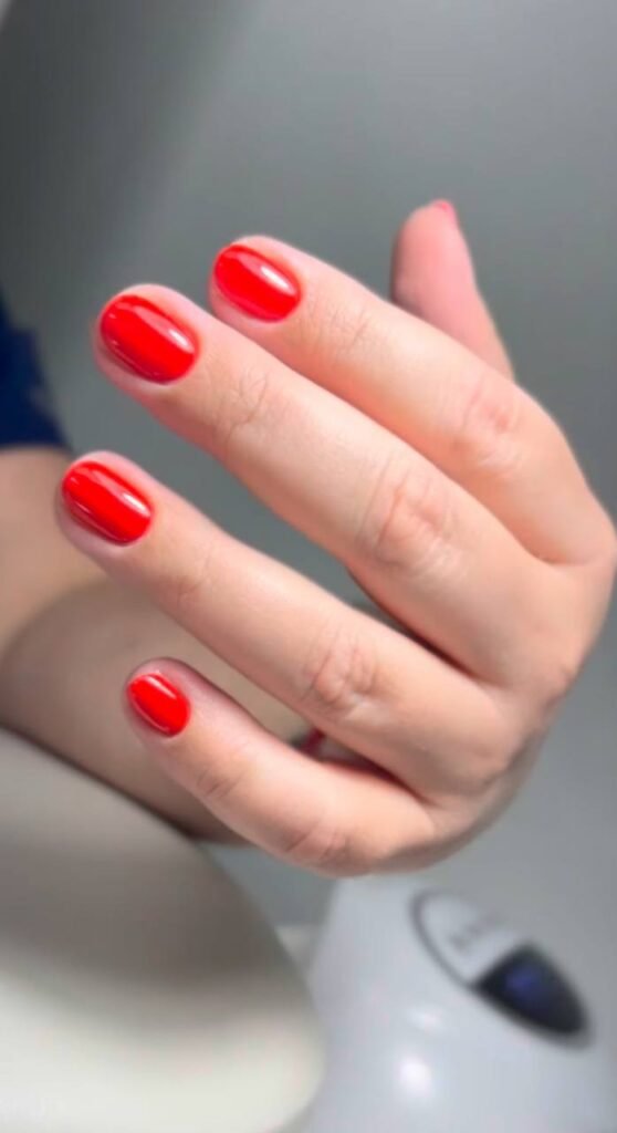 Tampa russian nails with classic red manicure at Nail Boss Studio Tampa Florida