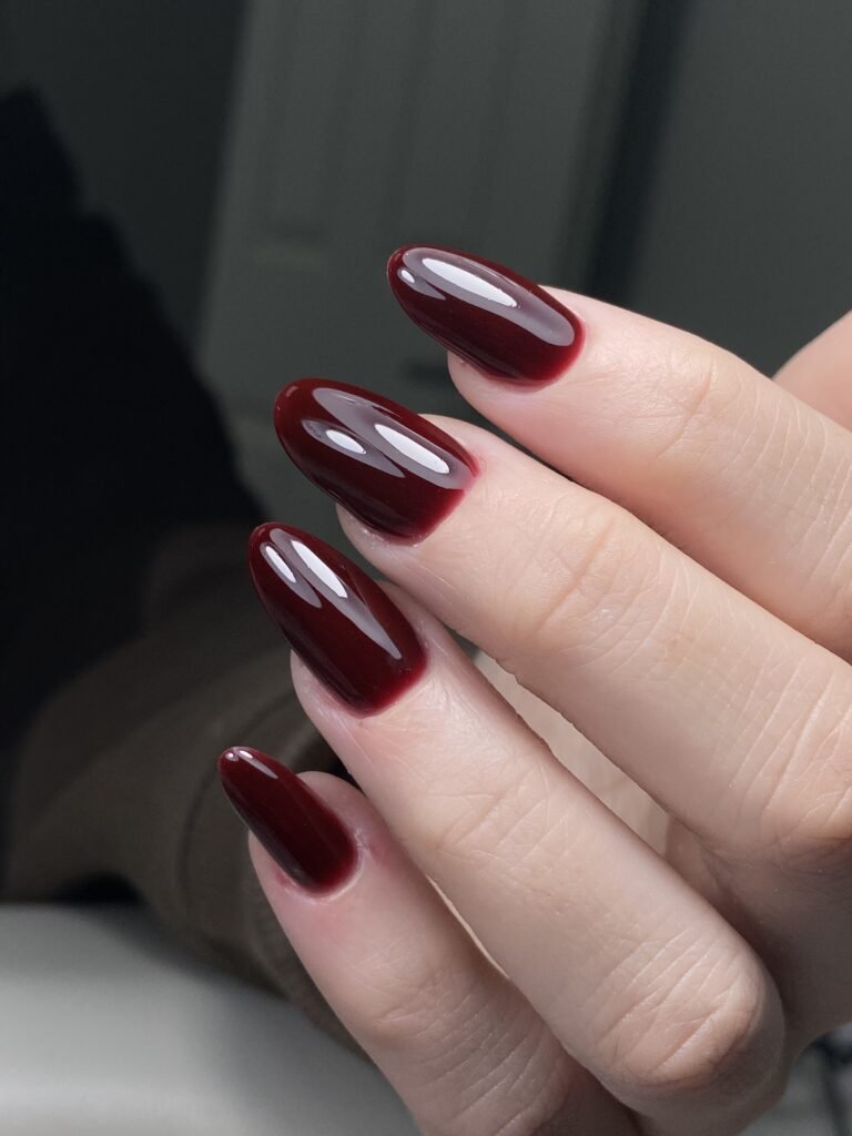 Elegant dry manicure with deep gel finish on natural nails in Tampa, Florida