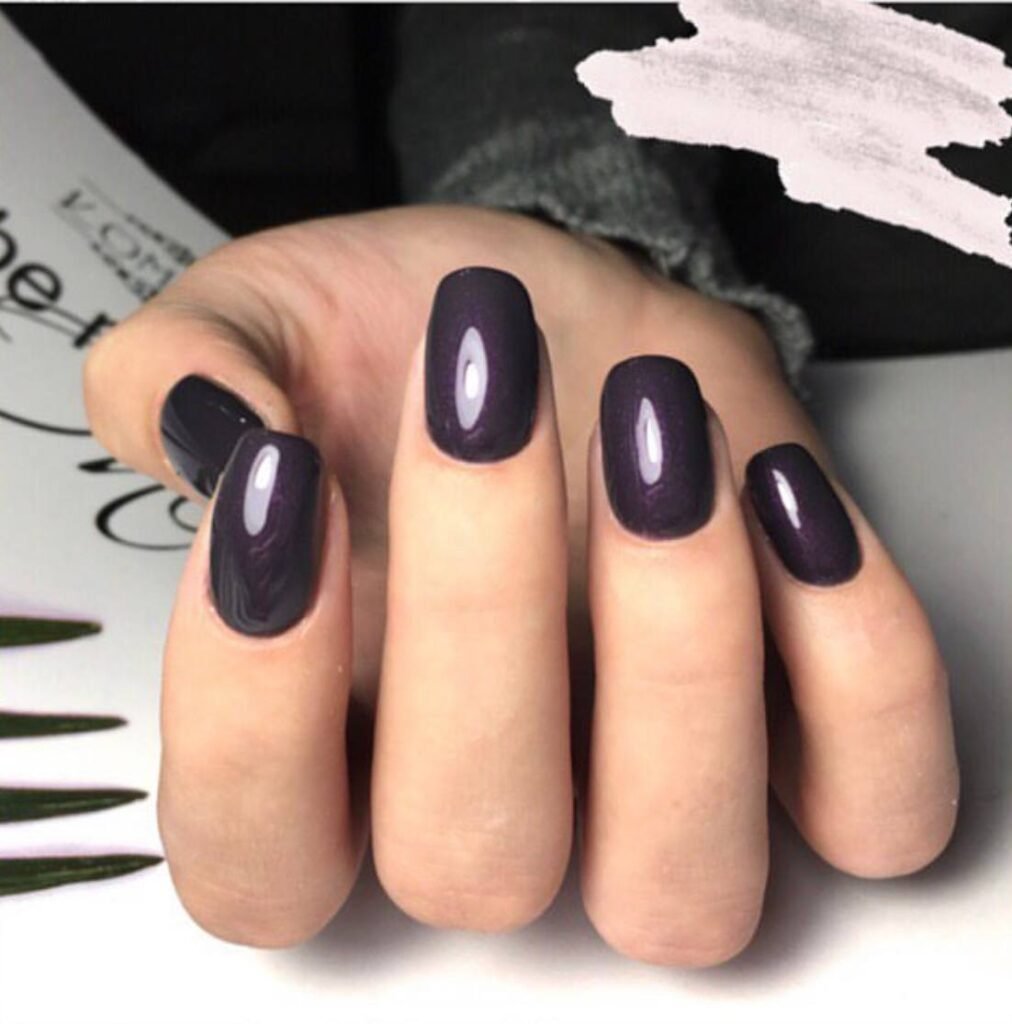 European manicure with deep glossy finish on natural nails in Tampa Florida