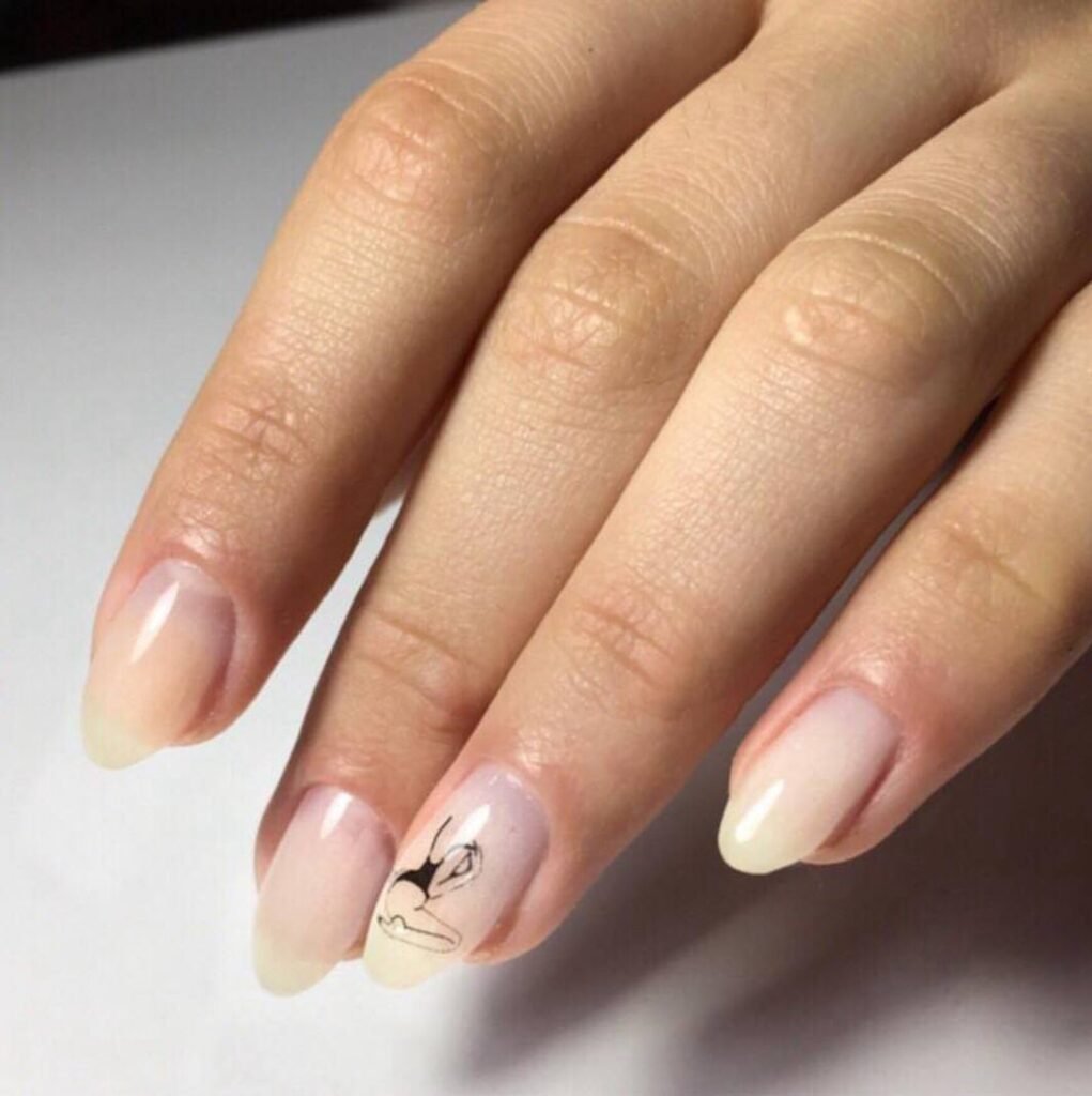 Natural almond-shaped nails with minimalist design, russian manicure Tampa, clean cuticles in Florida