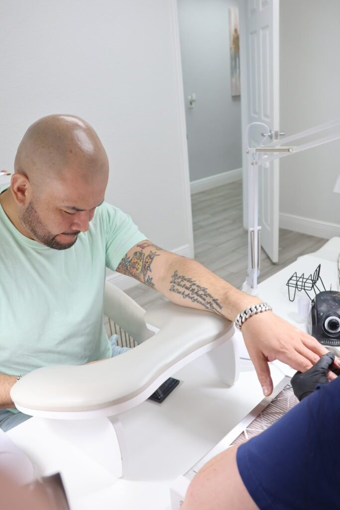 Professional russian manicures for man in Tampa, Florida at Nail Boss Studio with clean natural finish