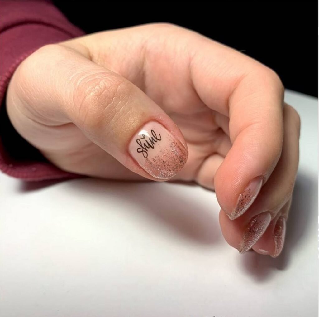 Neutral shimmer manicure at russian nail salon near me in Tampa Florida with precise cuticle work and flawless structure.