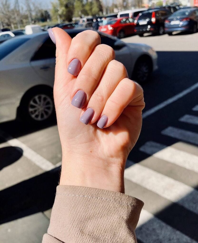 Soft minimal nails with builder gel manicure near me style in Tampa Florida under natural sunlight