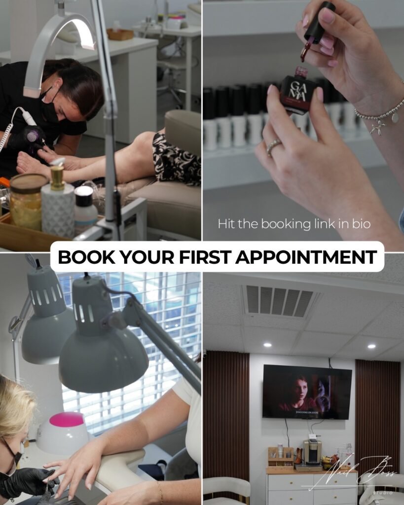 Builder gel Tampa nail service and studio atmosphere in Tampa Florida with manicure and pedicure process