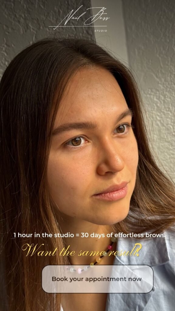 Natural brow result after eyebrow shaping tampa at Nail Boss Studio Tampa, Florida.