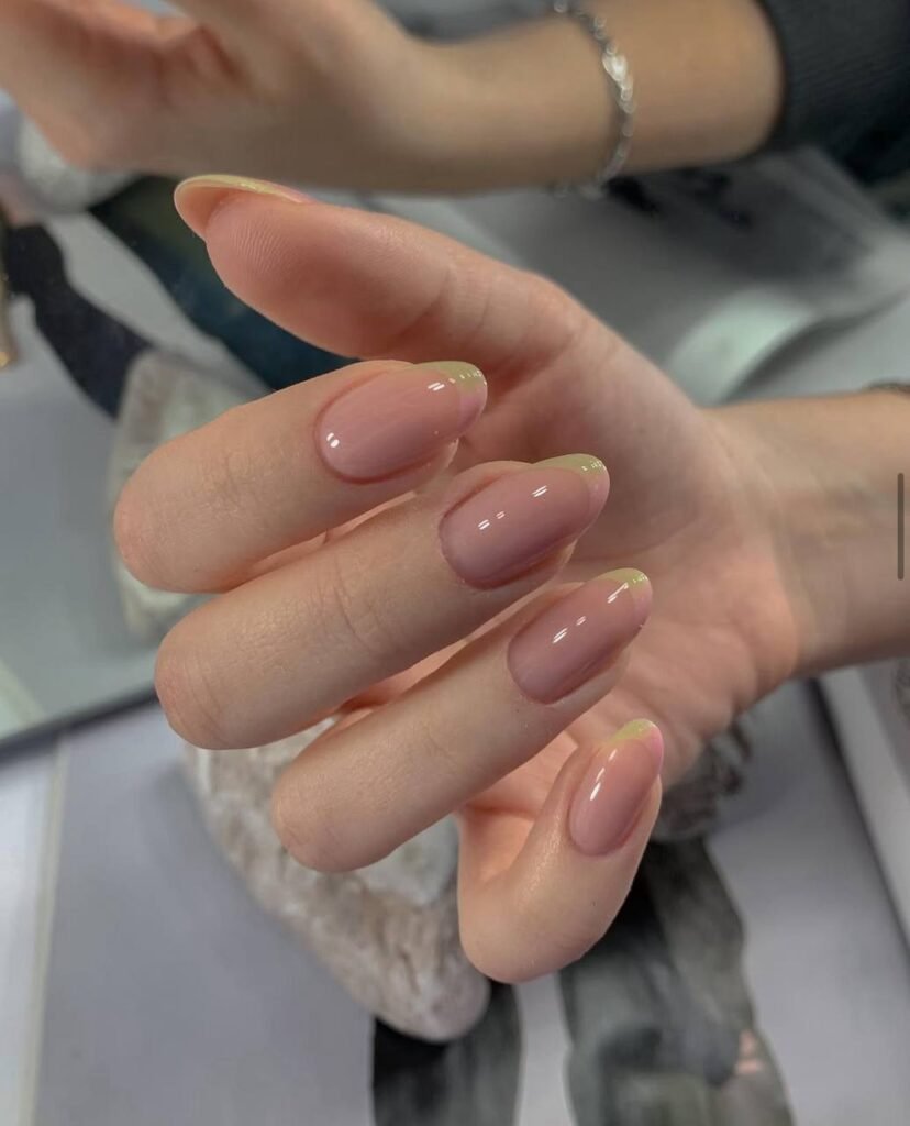 Soft pink russian manicure Tampa nails with clean shape and glossy finish in Tampa, Florida